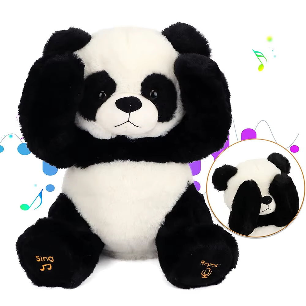 Peek a Boo Panda Bear Plush Toy Interactive Electric Stuffed Animal Repeats What You Say Singing Talking Musical Peek a Boo Bear