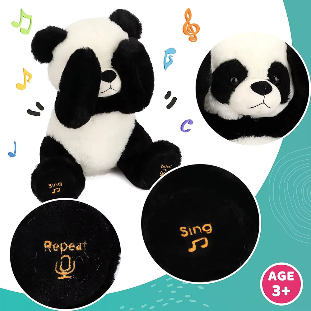 Peek a Boo Panda Bear Plush Toy Interactive Electric Stuffed Animal Repeats What You Say Singing Talking Musical Peek a Boo Bear
